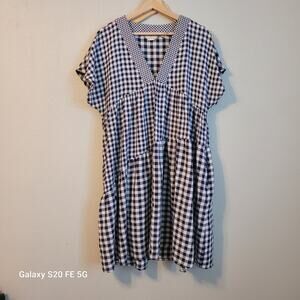 Anthropologie 11.1 Tylho Gingham Mona Plaid Dress, Womens M White and Black